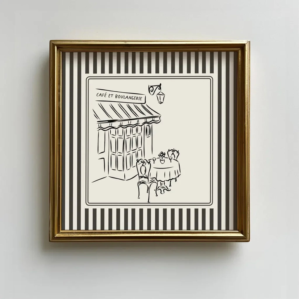 Black and White Striped Art Print Minimalist Illustration