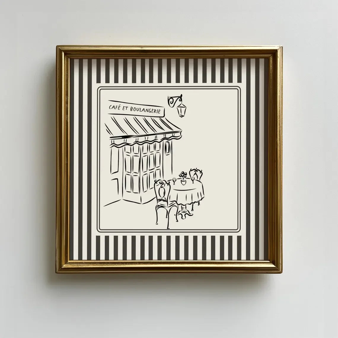 Black and White Striped Art Print Minimalist Illustration