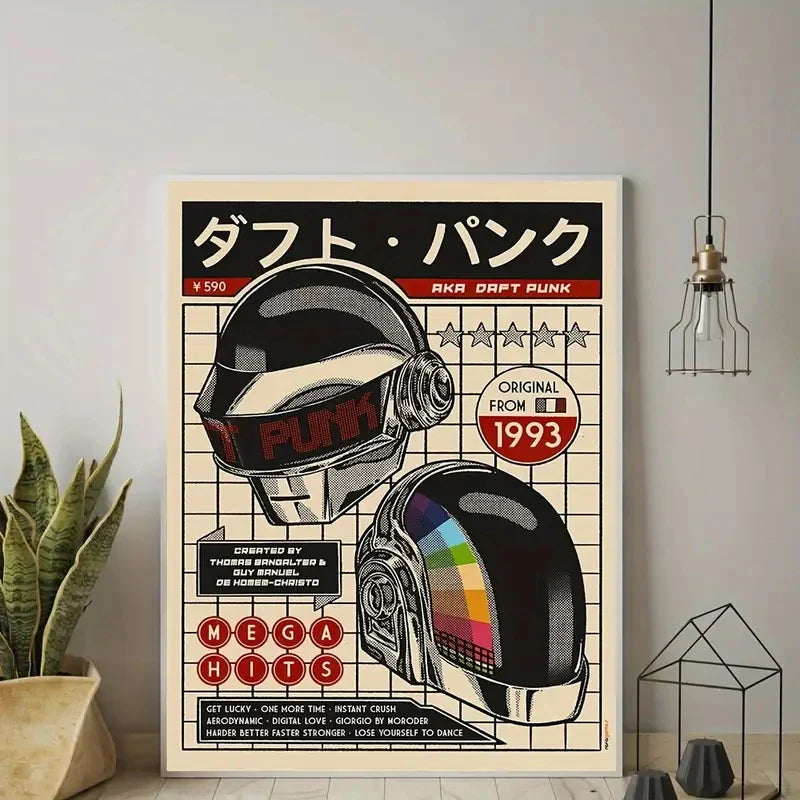 Daft Punk Helmet Canvas Wall Art Print for Home Decor