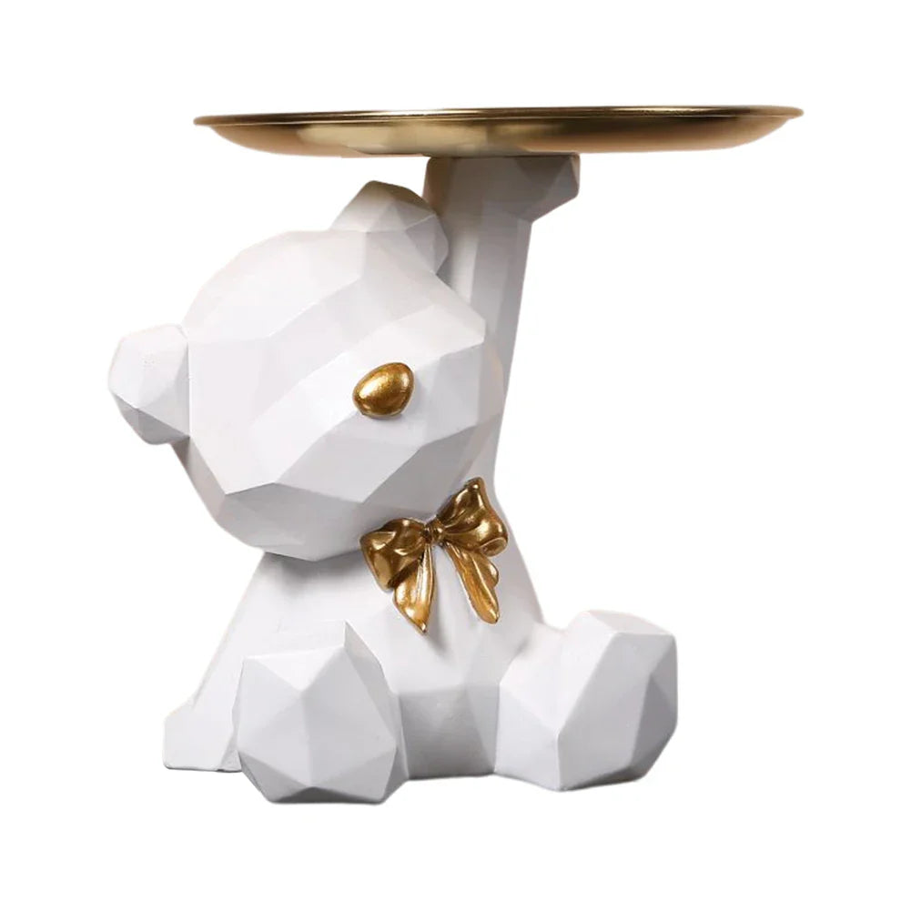Resin Geometric Bear Key Holder Figurine for Home Decor