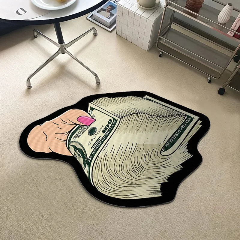 Money Shaped Carpet Rug for Bedroom PVC Anti-Slip Mat