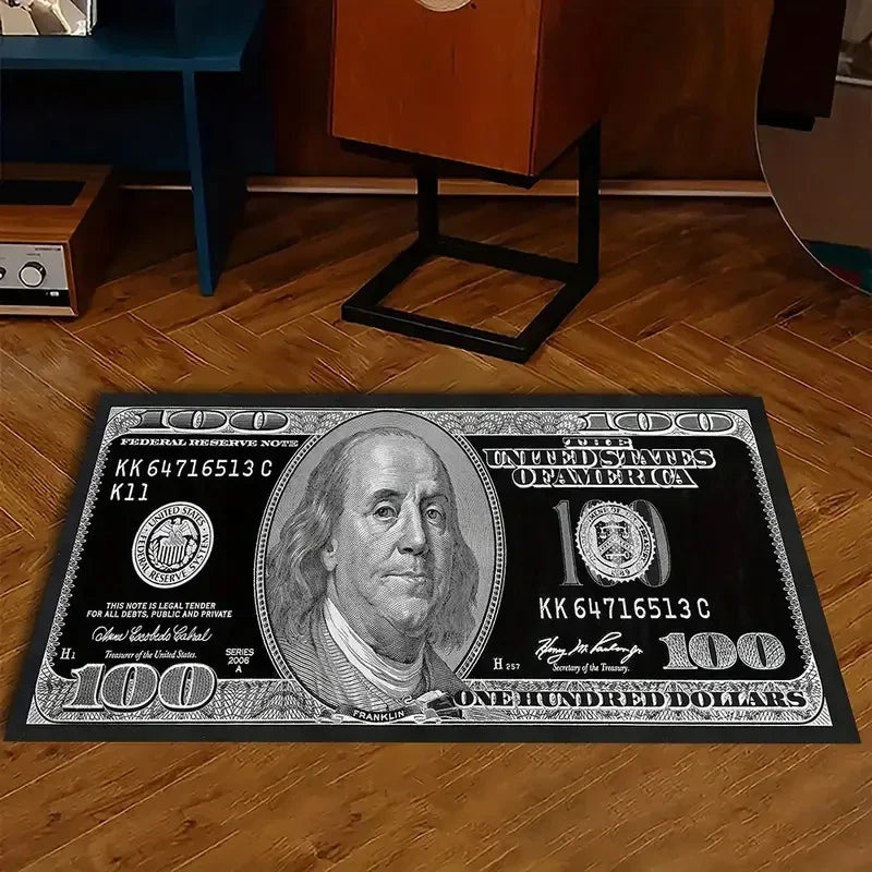 VIKAMA Dollar Striped Rug, Easy-to-Clean Polyester Mat