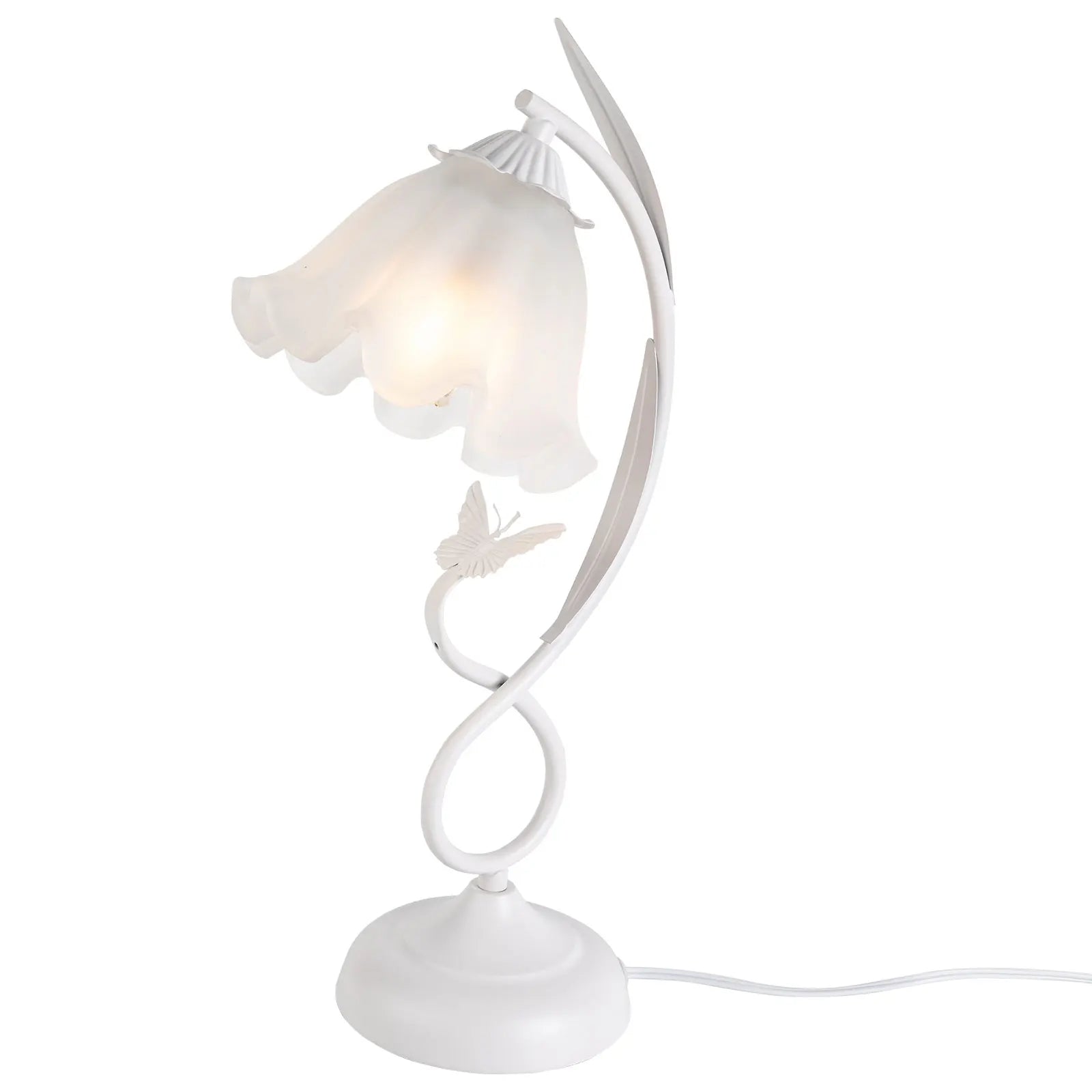 Flower Desk Lamp White Glass Lampshade for Bedside Use