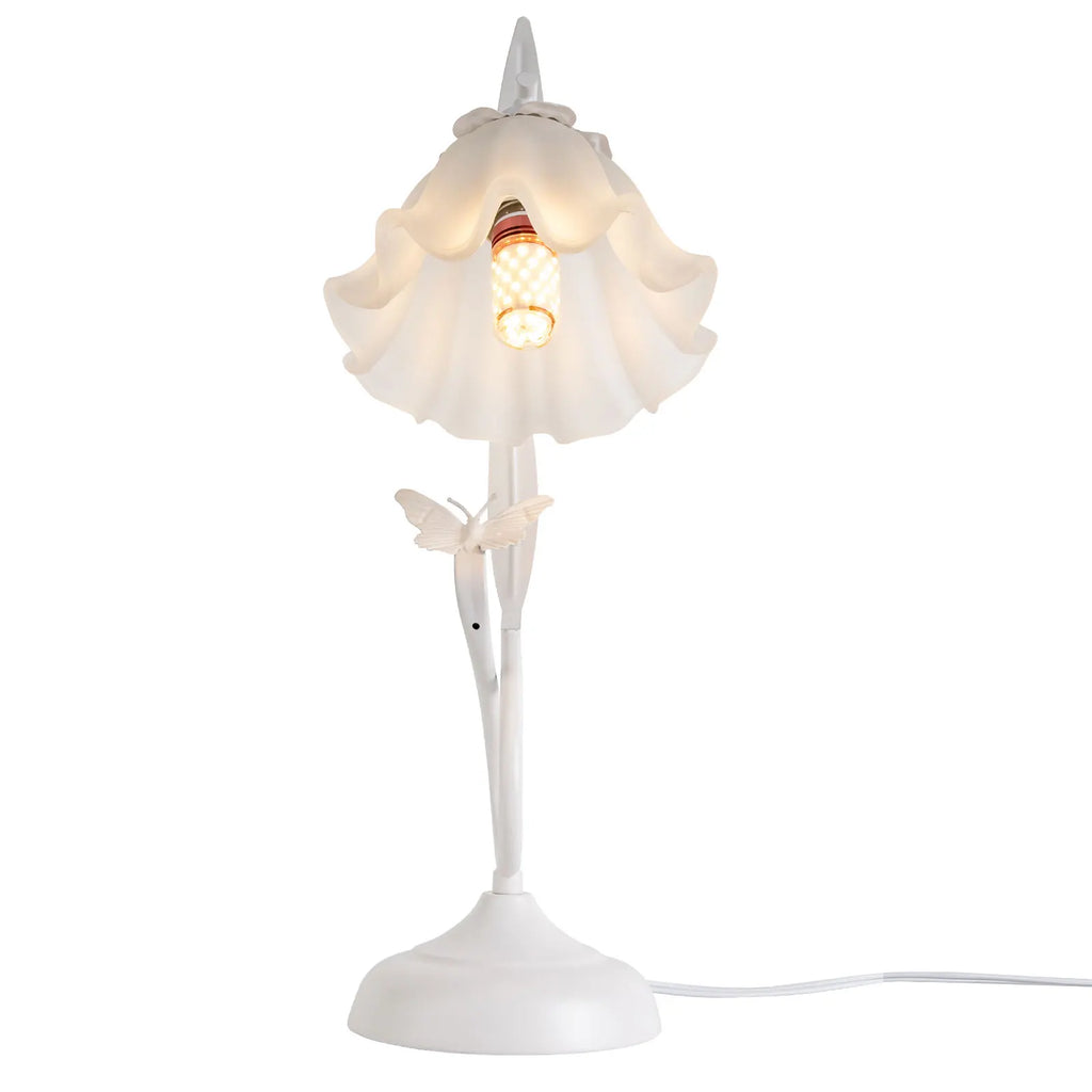 Flower Desk Lamp White Glass Lampshade for Bedside Use