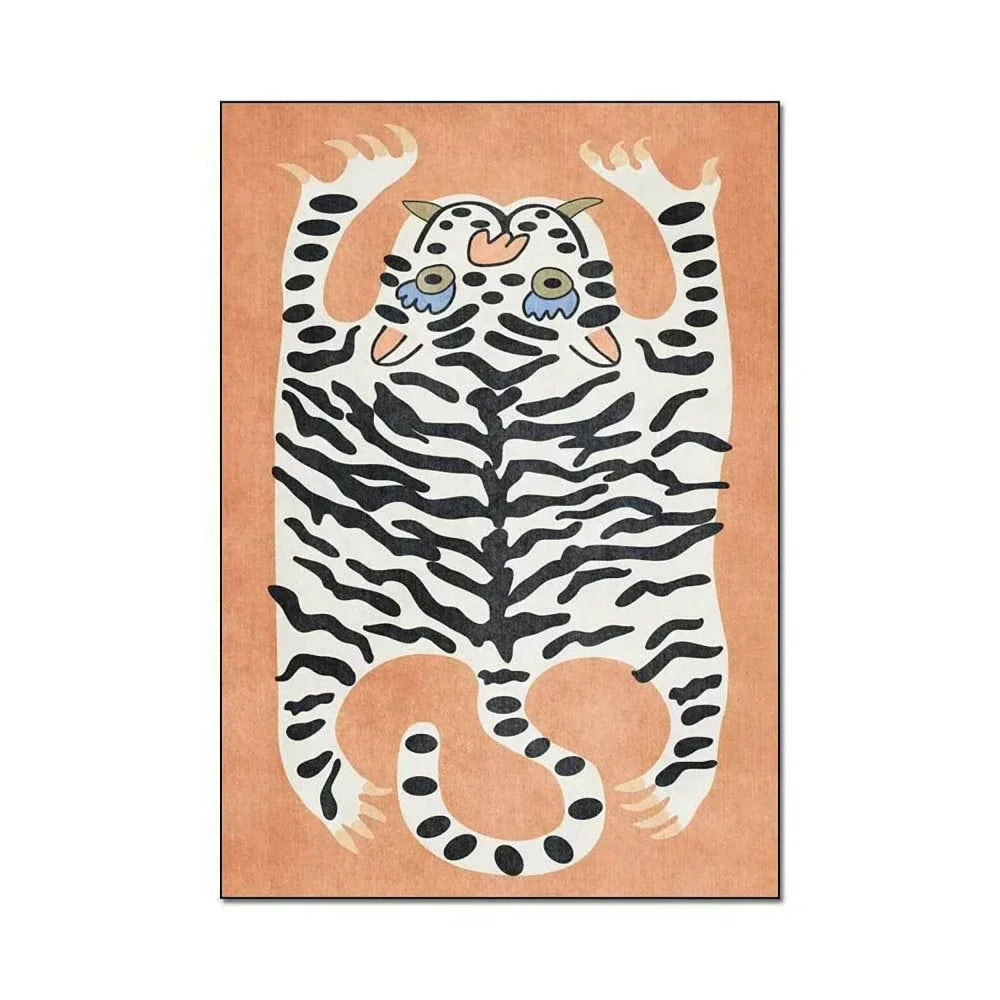 Pink Leopard Print Area Rug for Bedroom and Living Room