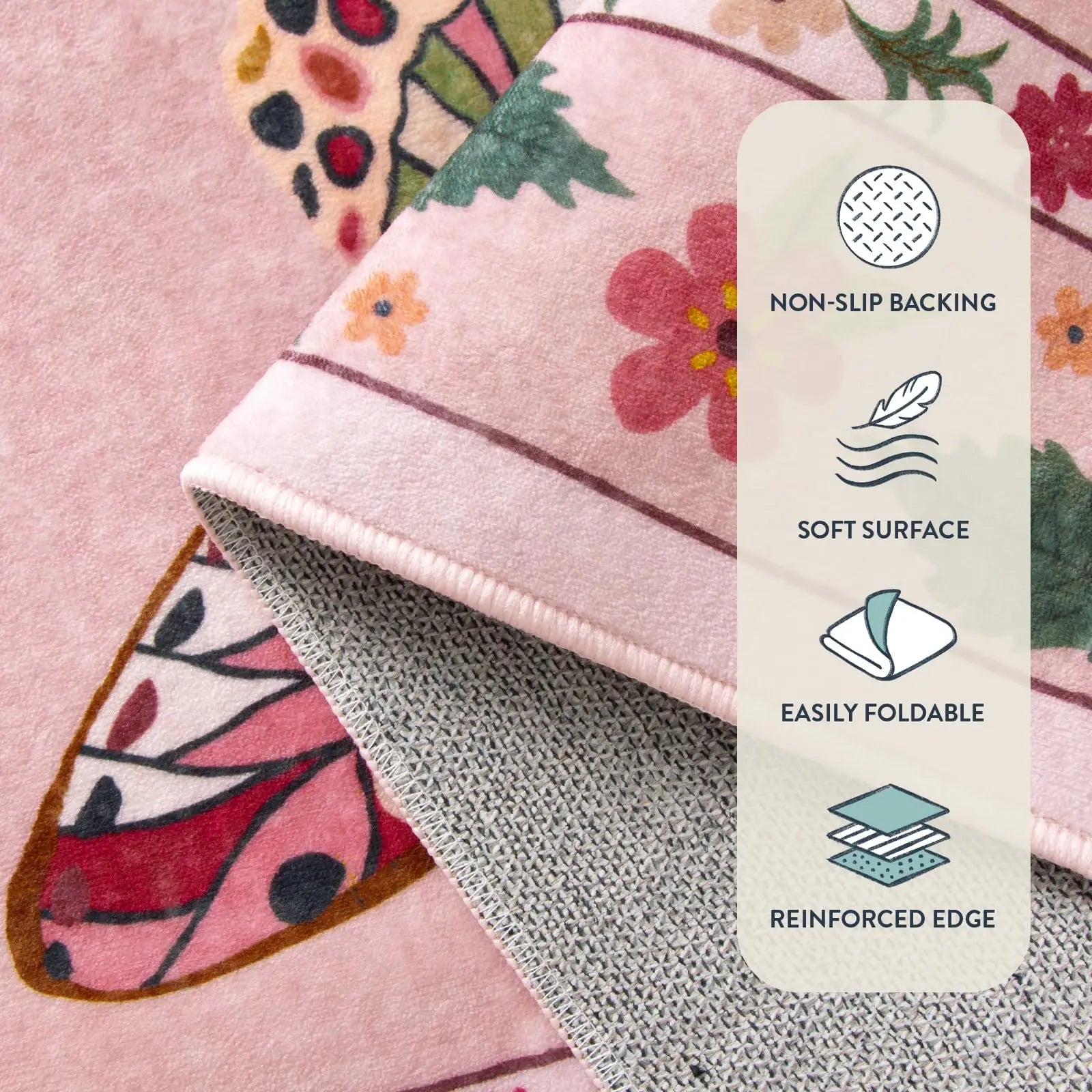 Pink Non Slip Washable Rugs for Bedroom and Living Room