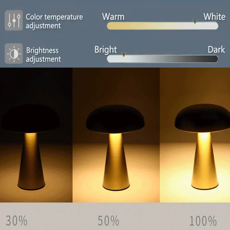 Mushroom LED Table Lamp Touch Sensor Rechargeable