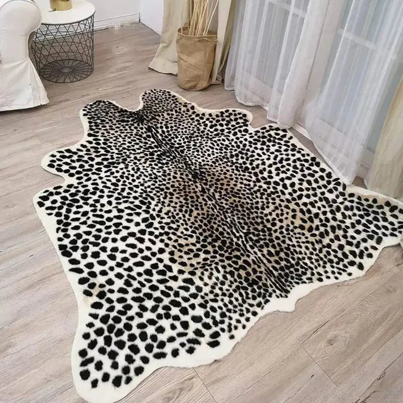 Vintage Leopard Print Plush Rug for Living Room Decor