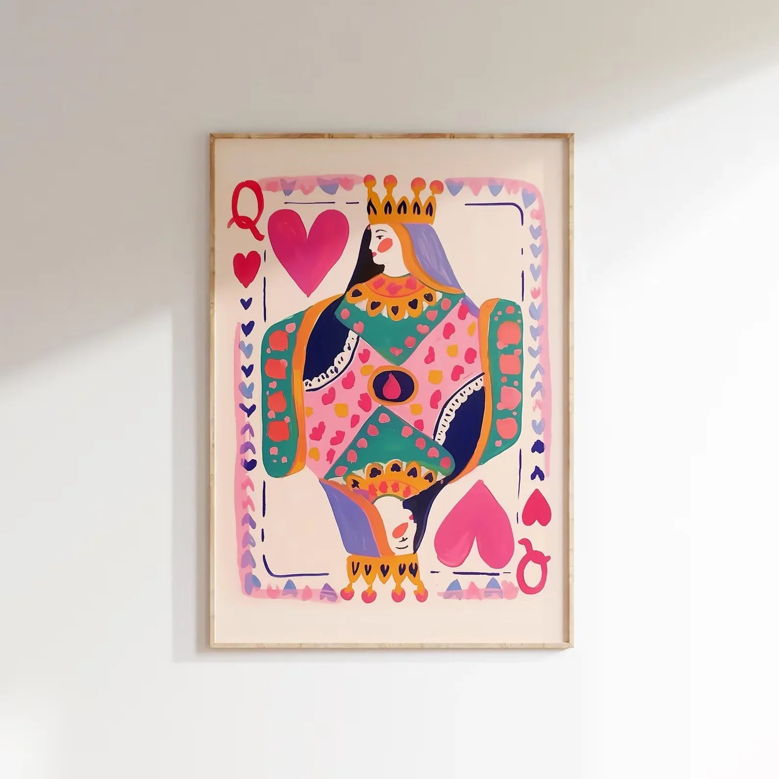 Queen of Hearts Colorful Wall Art Print Digital Download