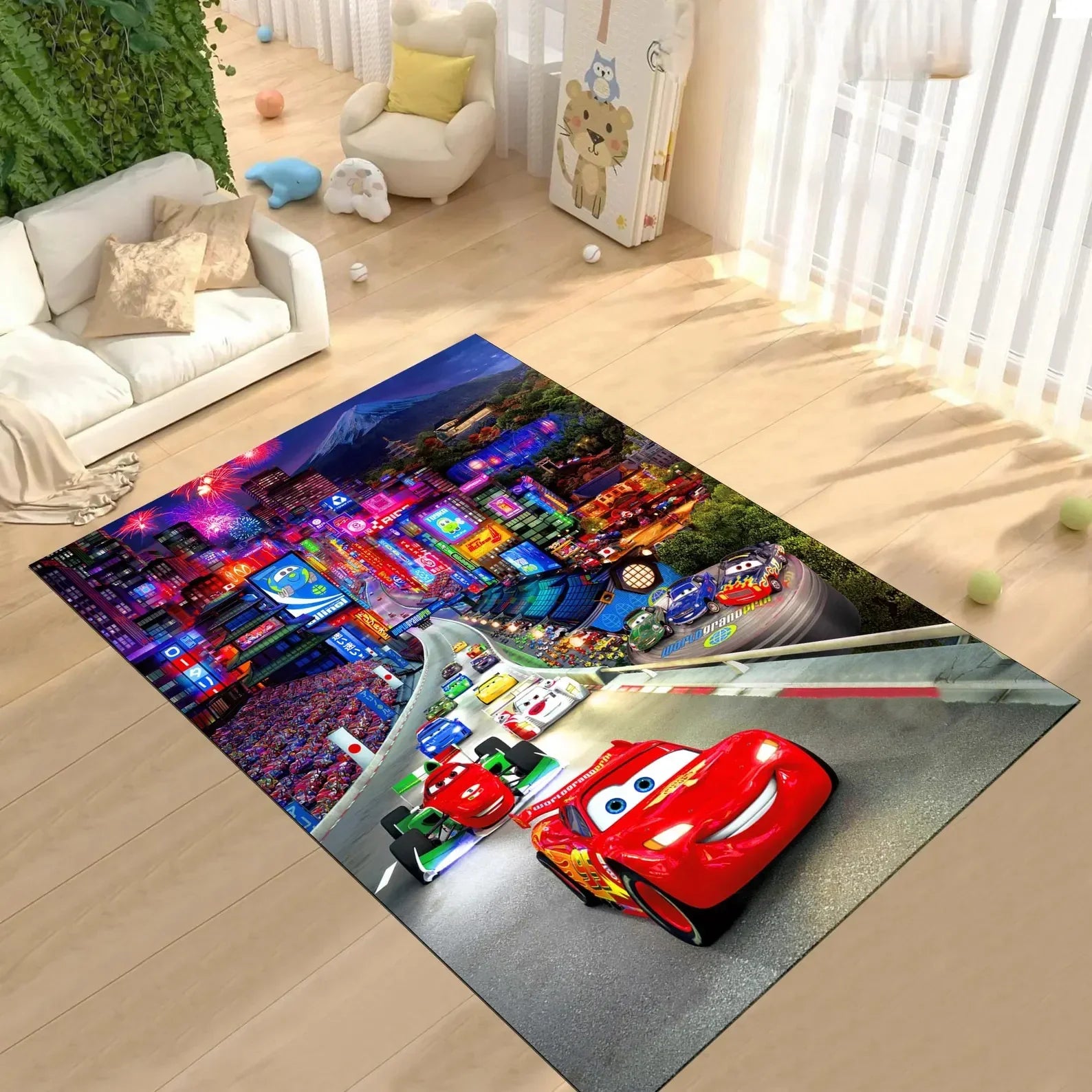McQueen Cartoon Car Rug for Kids Room Decor