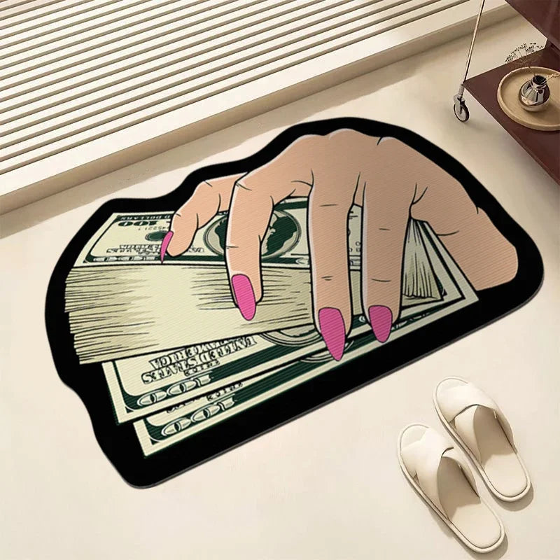 Money Shaped Carpet Rug for Bedroom PVC Anti-Slip Mat