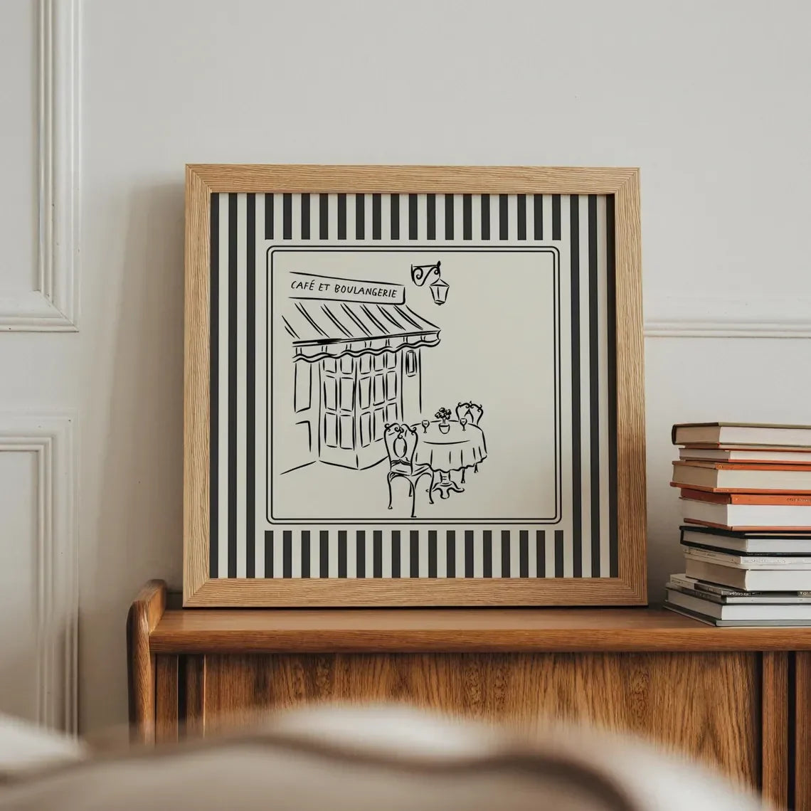 Black and White Striped Art Print Minimalist Illustration