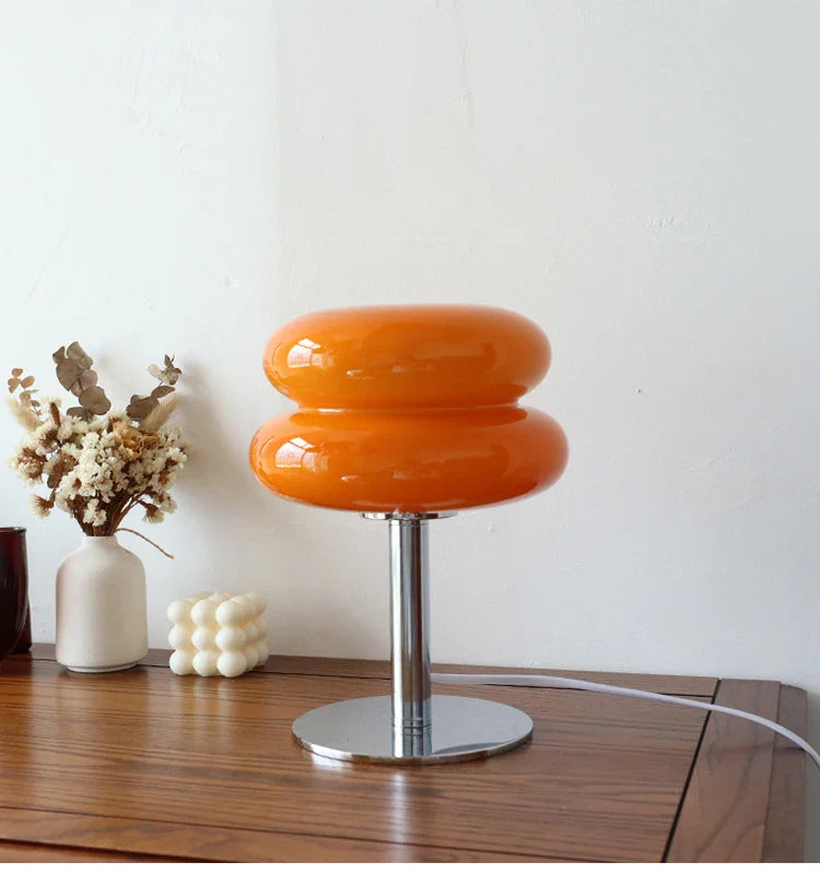 Macaron Glass Table Lamp Silver Iron for Bedroom Decor
