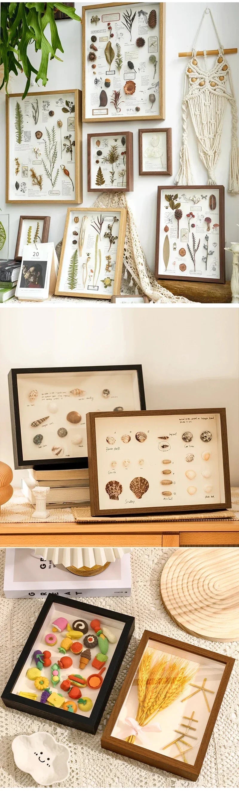 3D Hollow Wood Photo Frame for Dried Flowers Display