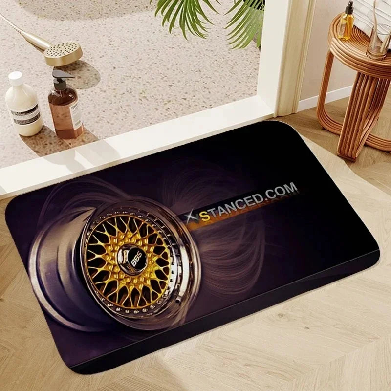 BBS Racing Kitchen Mat Polyester Doormat for Home Use