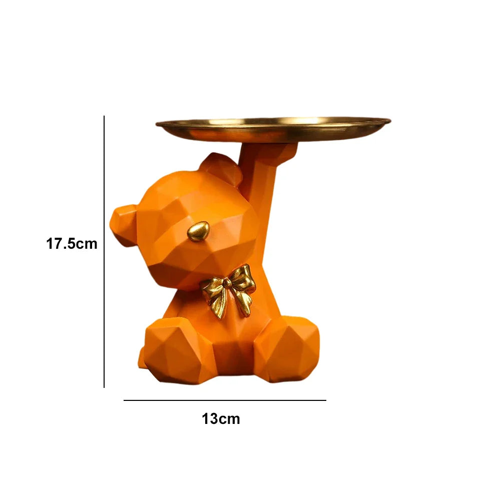Resin Geometric Bear Key Holder Figurine for Home Decor