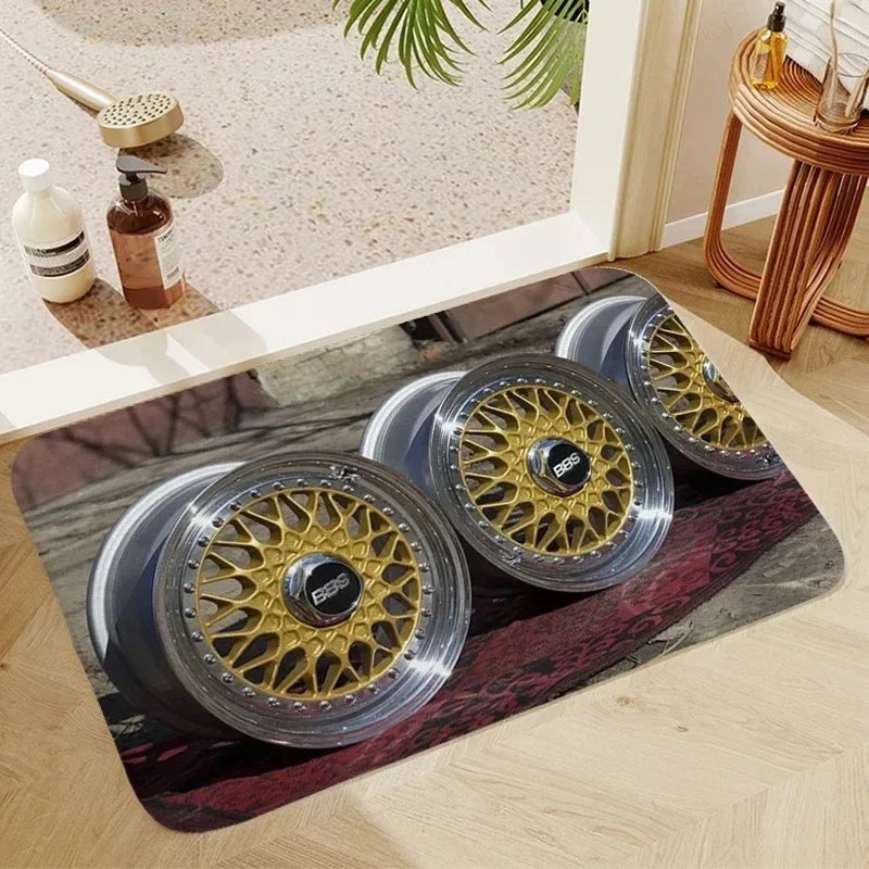 BBS Racing Kitchen Mat Polyester Doormat for Home Use