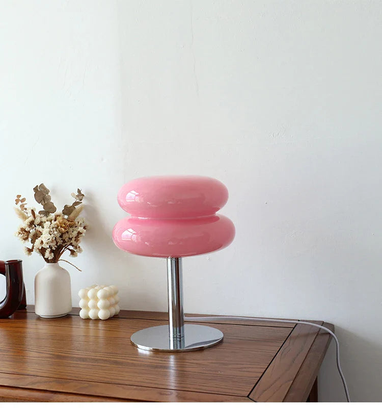 Macaron Glass Table Lamp Silver Iron for Bedroom Decor