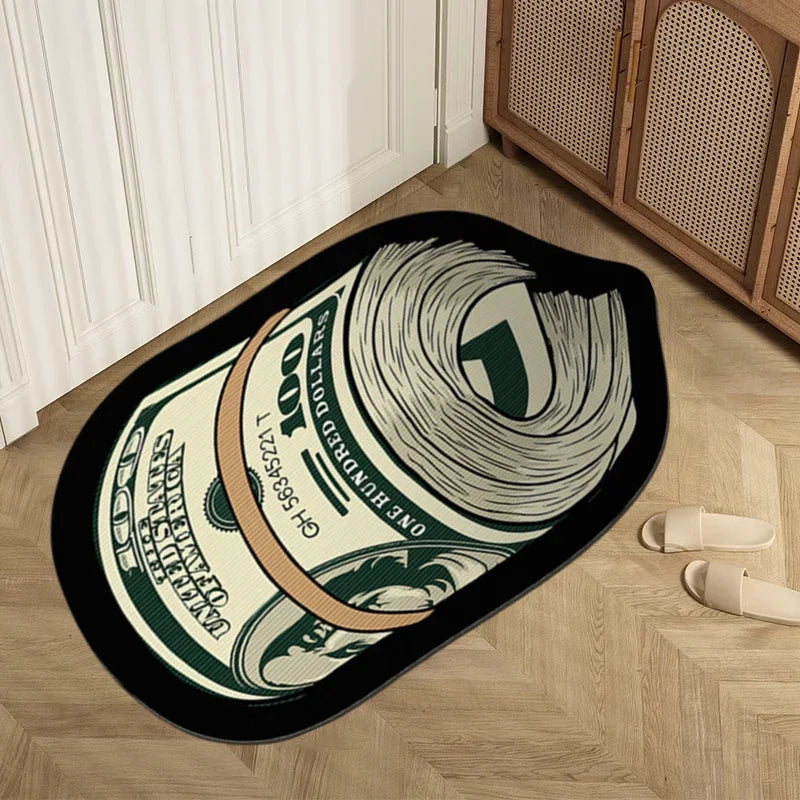 Money Shaped Carpet Rug for Bedroom PVC Anti-Slip Mat