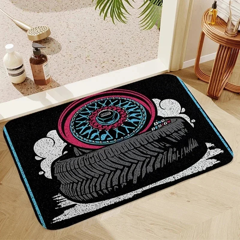BBS Racing Kitchen Mat Polyester Doormat for Home Use