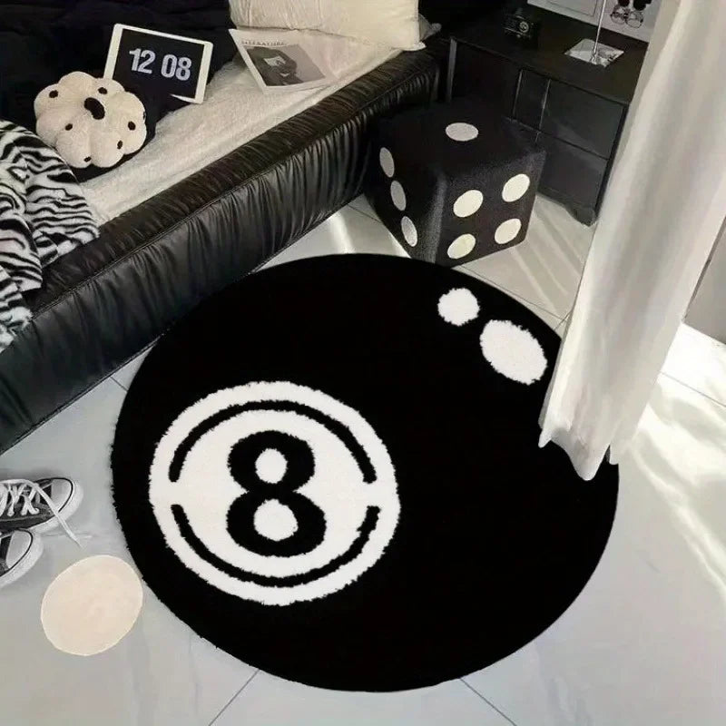 Black Plush Billiards Rug Indoor Round Carpet Soft Mat