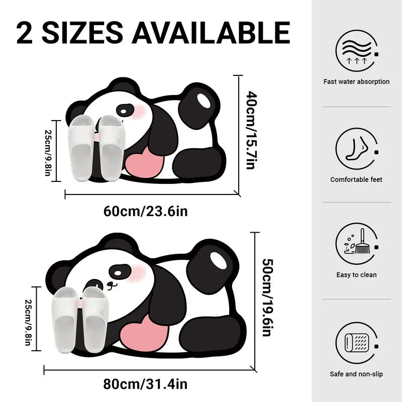 VIKAMA Non-Slip Panda Carpet for Bathroom and Living Room