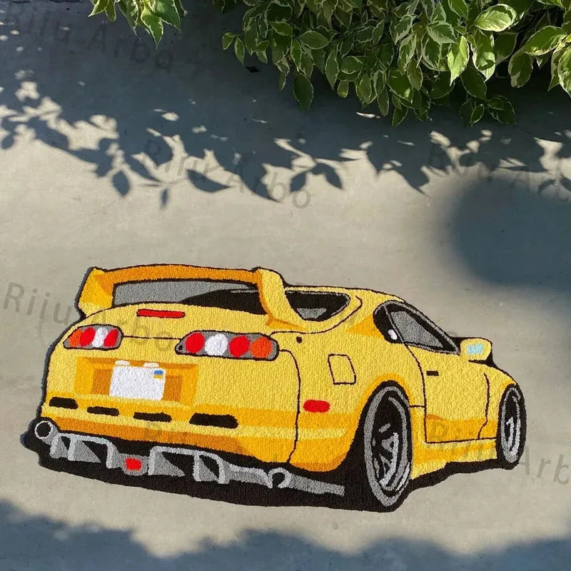 VIKAMA Car-Shaped Rug for Kids, Plush and Machine-Washable