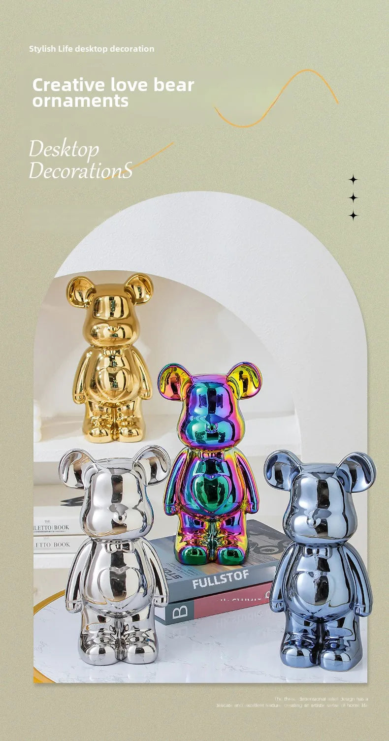 Ceramic Bear Brick Teddy Bear Sculpture Home Decor