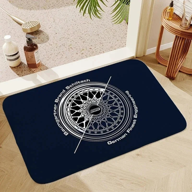 BBS Racing Kitchen Mat Polyester Doormat for Home Use
