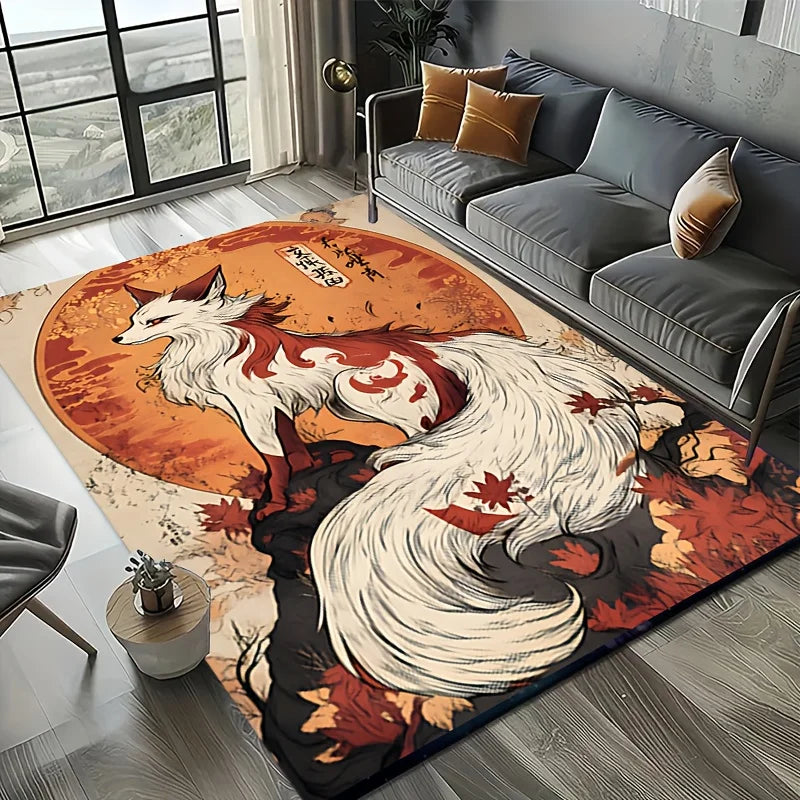 Fox Spirit Velvet Flannel Printed Floor Mat Living Room
