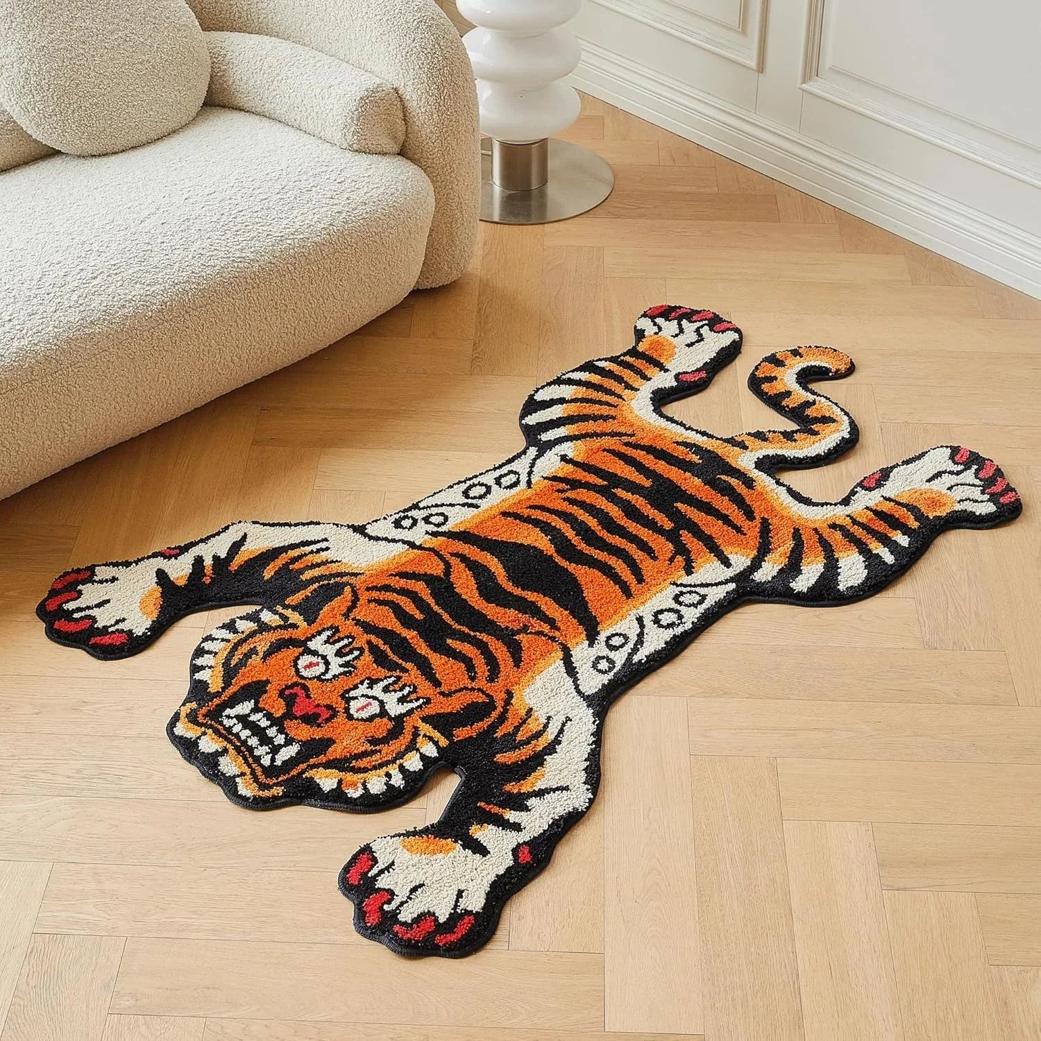 VIKAMA Tiger Faux Cashmere Carpet for Bedroom Decoration