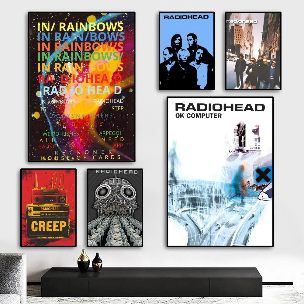 R-Radiohead Band Rainbow Canvas Poster for Home Decoration