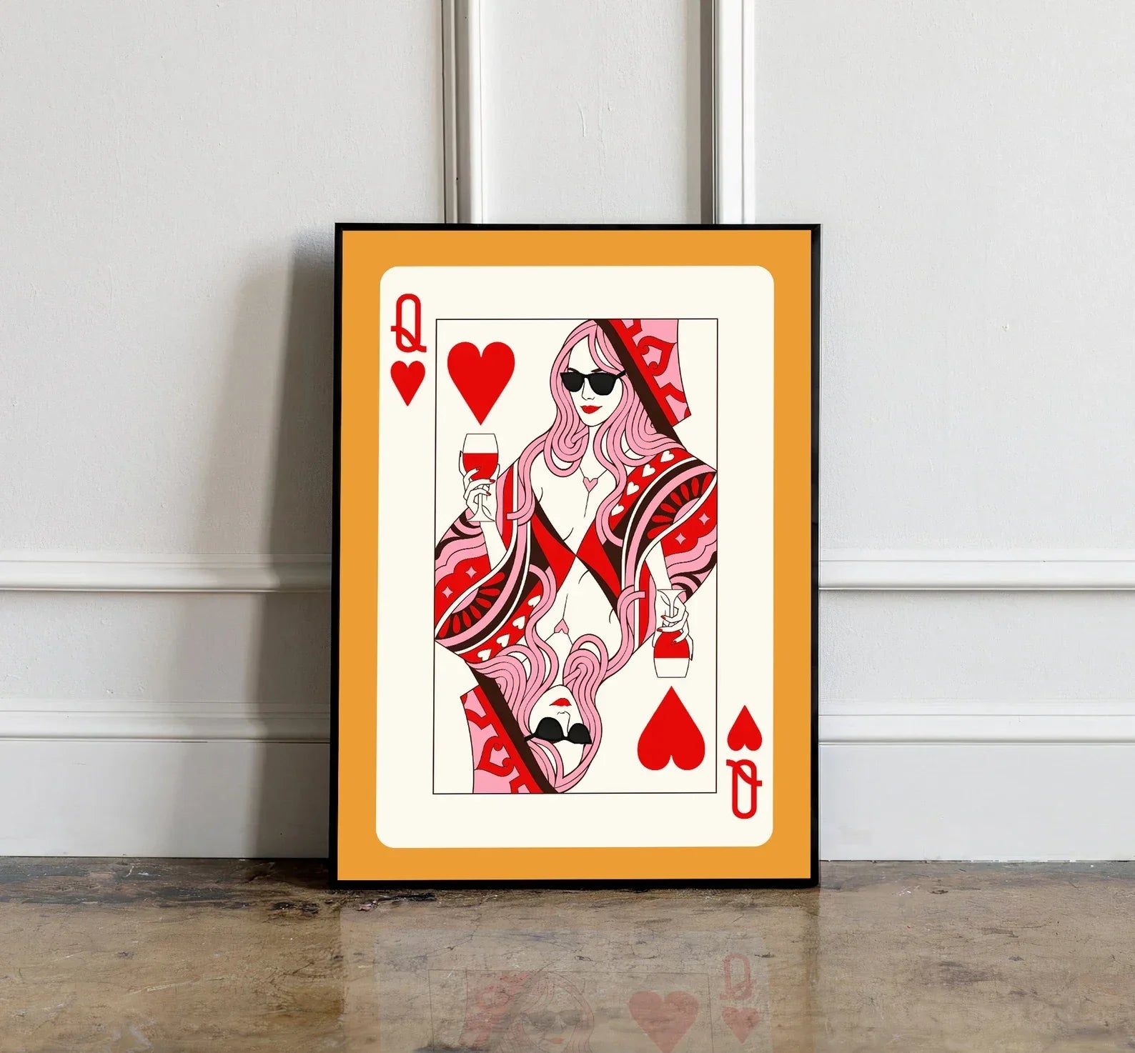 Queen of Hearts Colorful Wall Art Print Digital Download