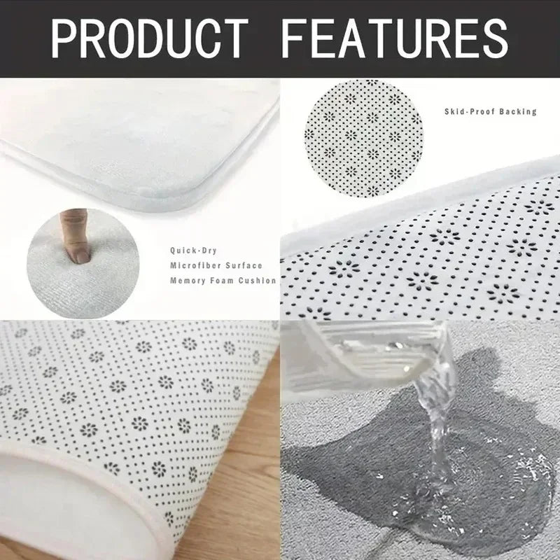 Grey 3D Printed Non-Slip Area Rug for Living Room