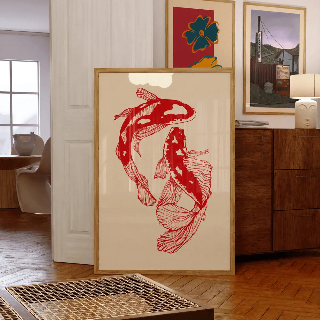 Japanese Koi Fish Canvas Print Art for Home Decor