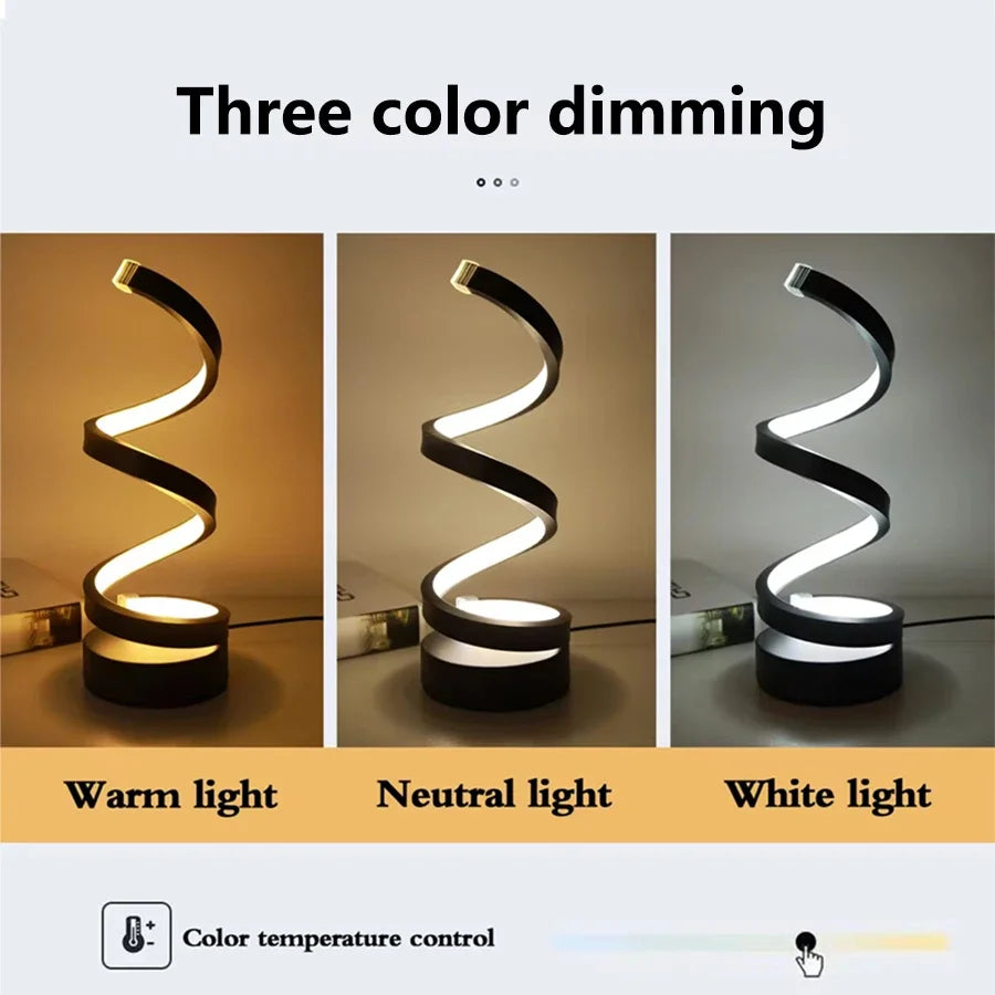 Modern Spiral Dimmable LED Table Lamp for Living Room
