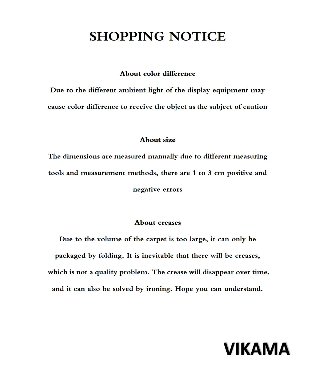 VIKAMA Machine Washable Polyester Carpet for Living Room