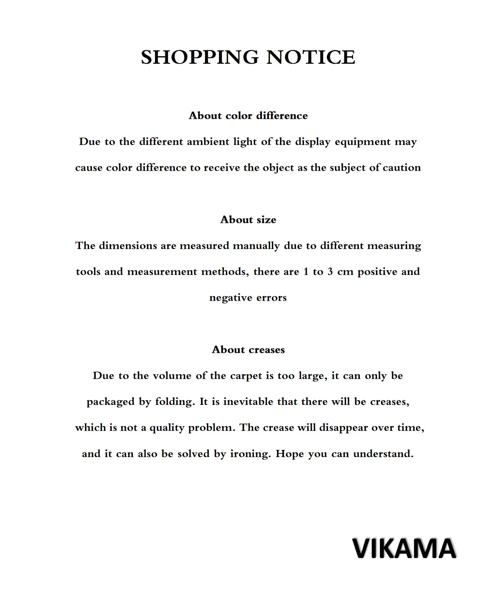 VIKAMA Machine Washable Polyester Carpet for Living Room