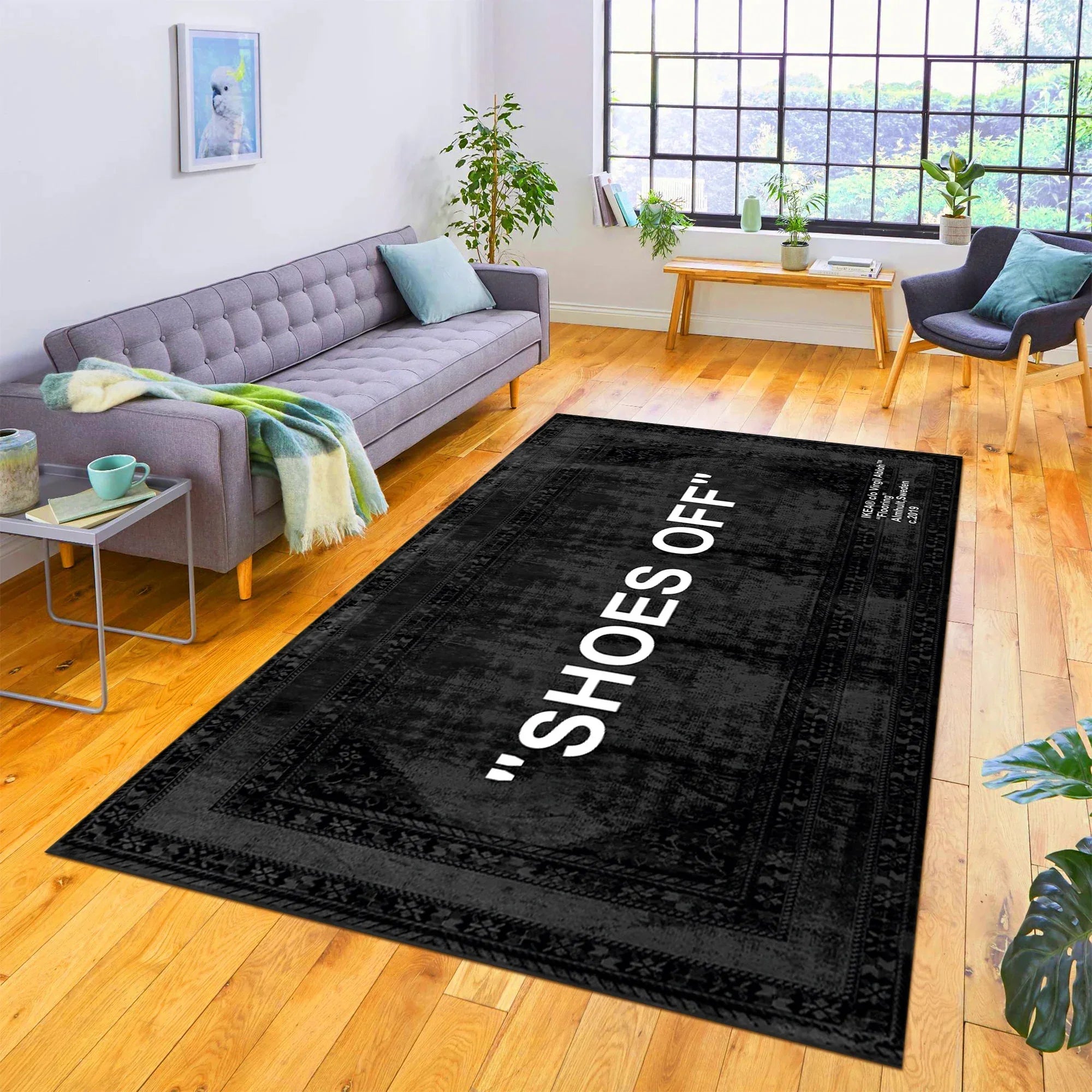 VIKAMA Striped Polyester Carpet for Bedroom and Living Room