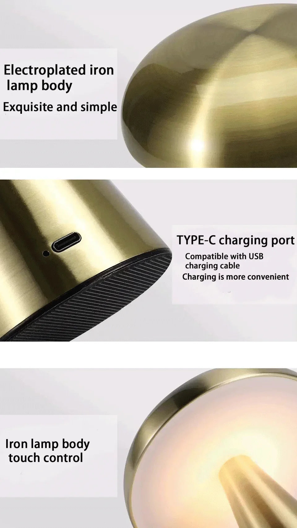 Mushroom LED Table Lamp Touch Sensor Rechargeable
