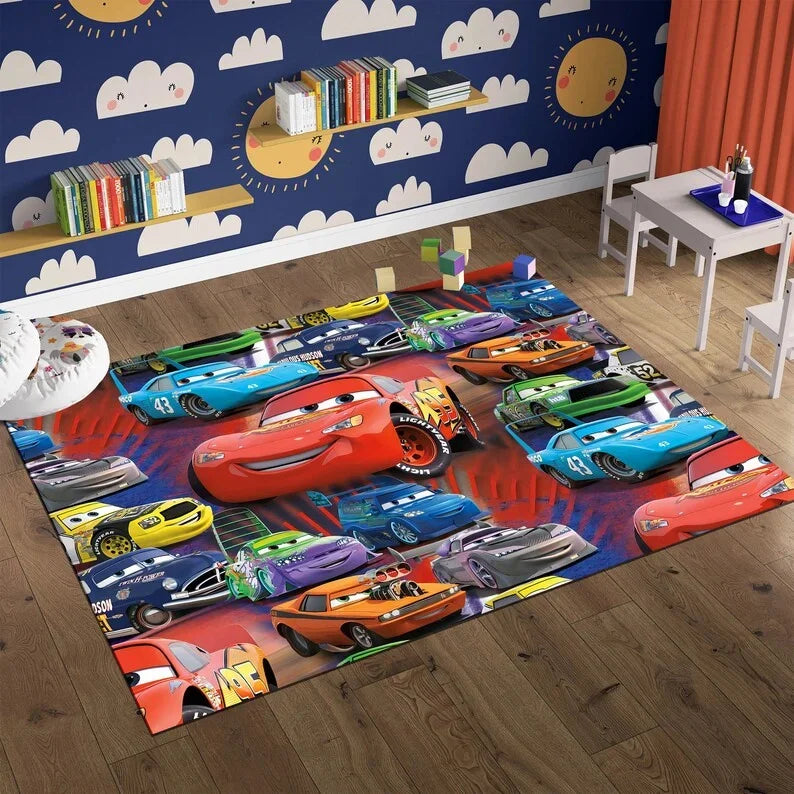 McQueen Cartoon Car Rug for Kids Room Decor