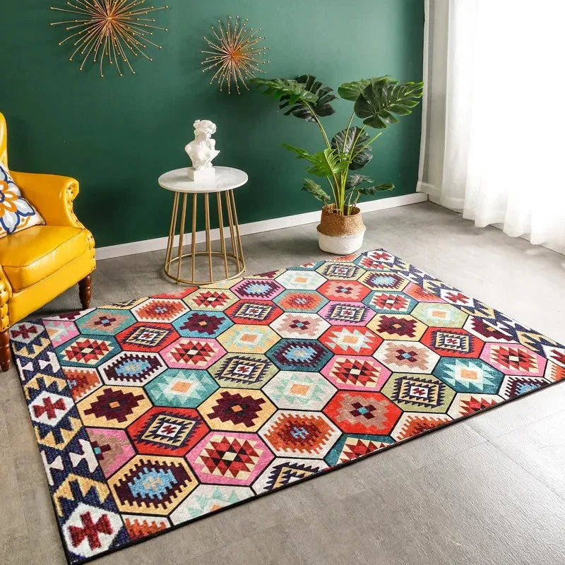 VIKAMA Bohemian Vintage Art Deco Rugs for Living Rooms