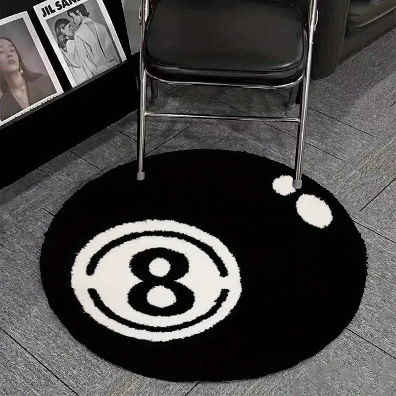 Black Plush Billiards Rug Indoor Round Carpet Soft Mat