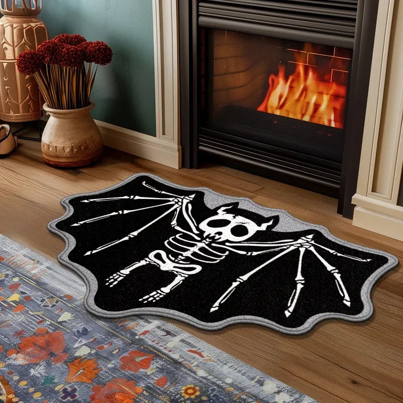 VIKAMA Black Spider Web Halloween Rug Bath Mat