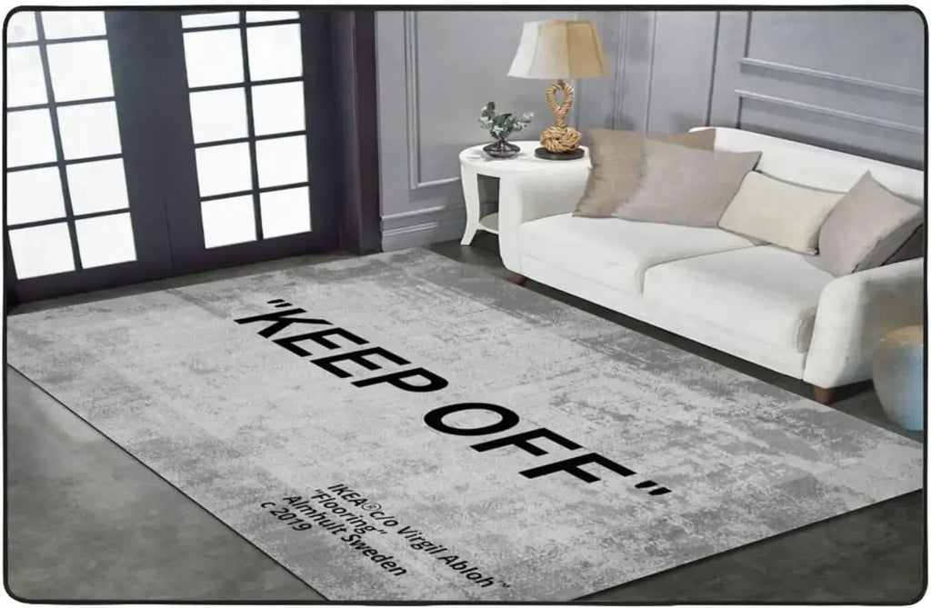 Grey 3D Printed Non-Slip Area Rug for Living Room