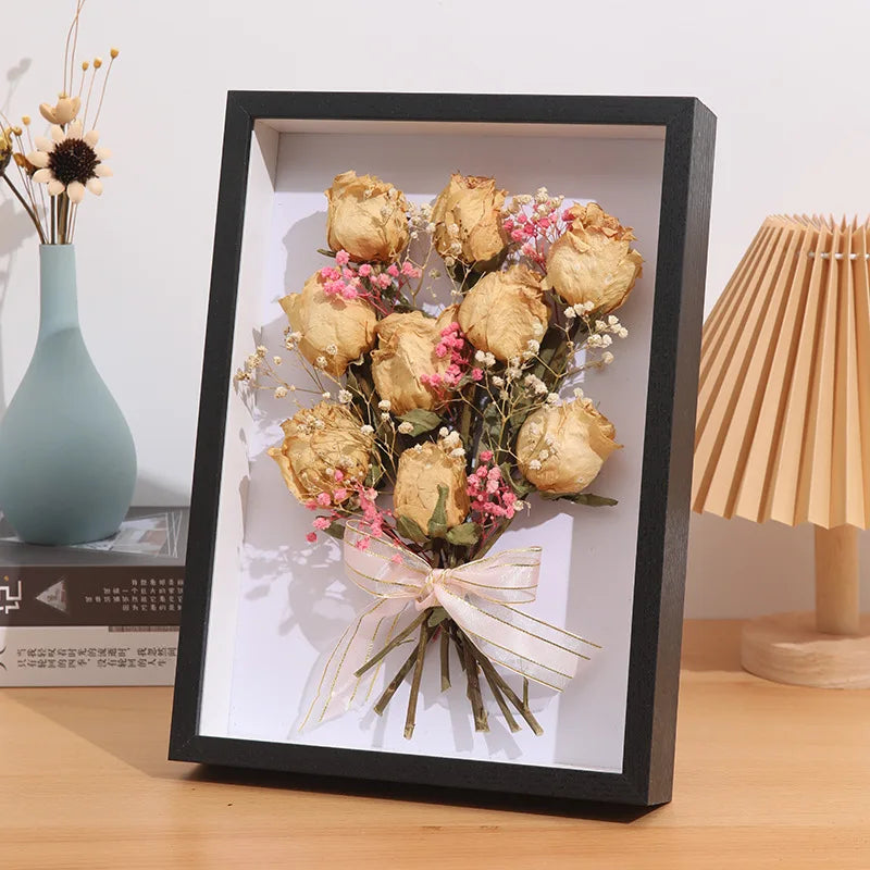 3D Hollow Wood Photo Frame for Dried Flowers Display