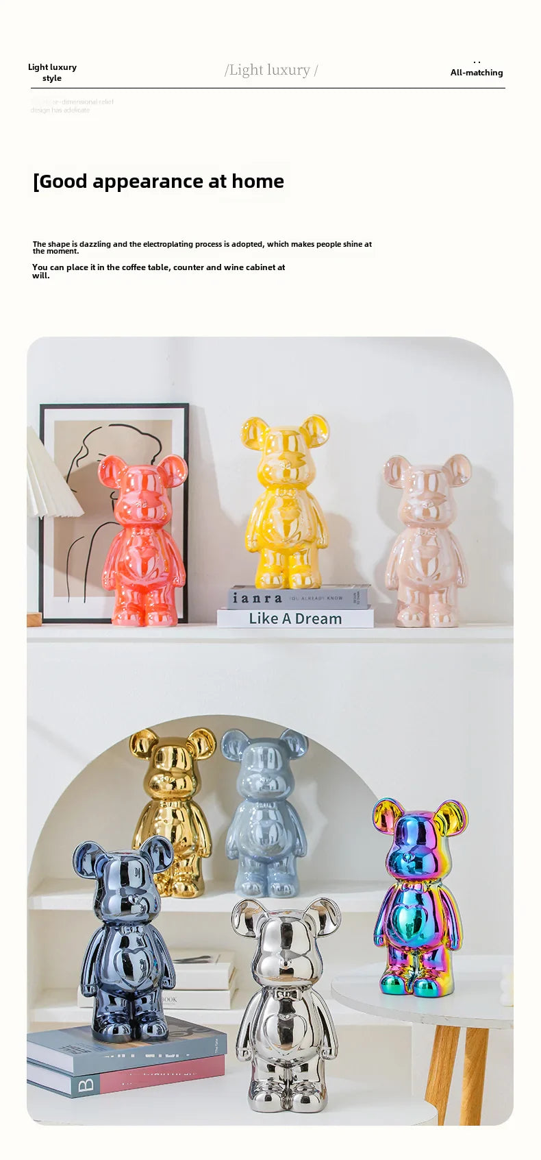 Ceramic Bear Brick Teddy Bear Sculpture Home Decor