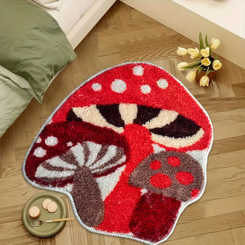 VIKAMA Mushroom-Shaped Rug for Bedroom Cozy Decor