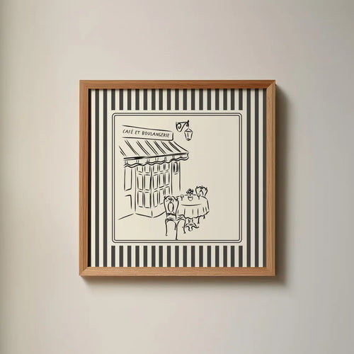 Black and White Striped Art Print Minimalist Illustration