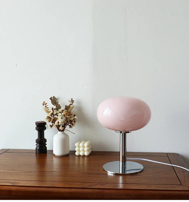 Macaron Glass Table Lamp Silver Iron for Bedroom Decor